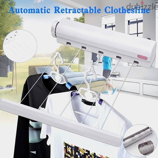 5-Rope Automatic Laundry Clothesline, Retractable Clothes Dryer 1
