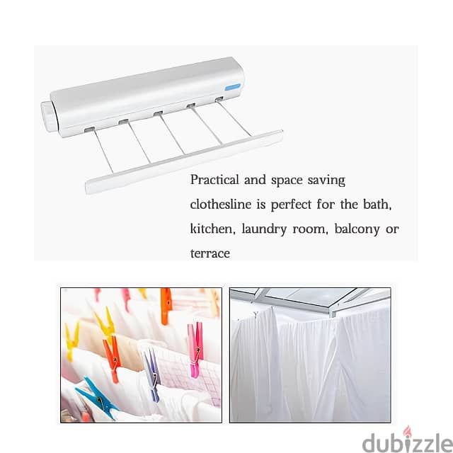 5-Rope Automatic Laundry Clothesline, Retractable Clothes Dryer 3