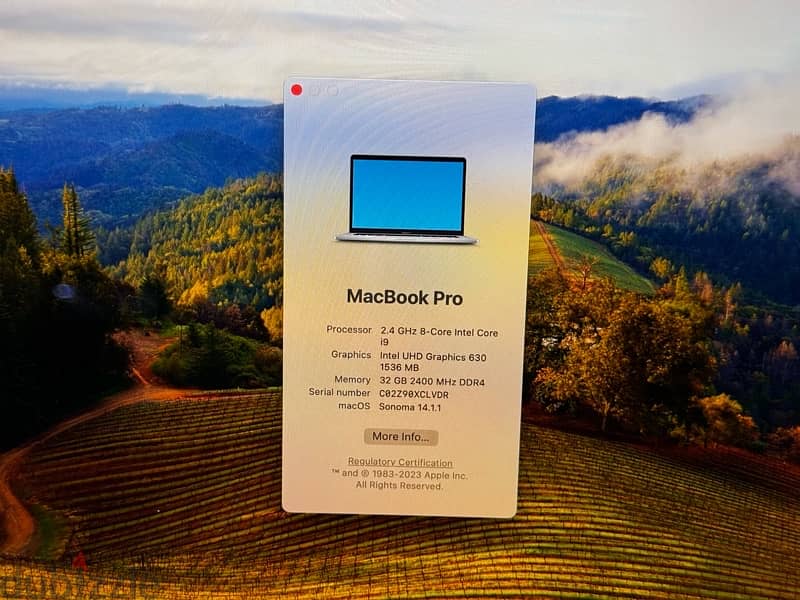 Macbook pro 2019 core i9 (16 cpu's) 32GB Ram 2