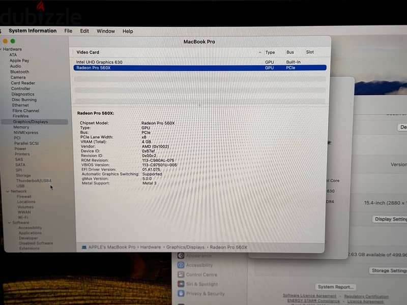 Macbook pro 2019 core i9 (16 cpu's) 32GB Ram 4