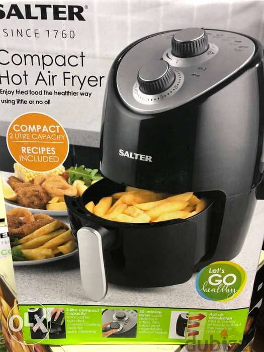 Salter EK2817 Compact Hot Air Fryer with Removable Frying Rack, 2 L, 1 3