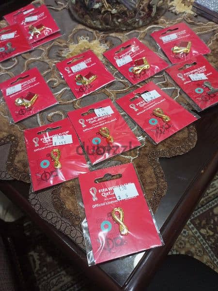 Qatar world cup official collectible pins keychain, ticket for display 1