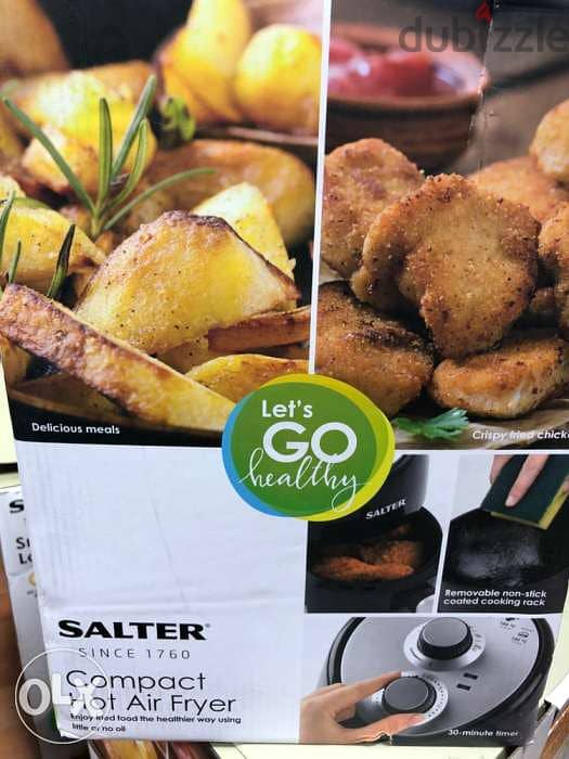 Salter EK2817 Compact Hot Air Fryer with Removable Frying Rack, 2 L, 1 4