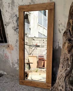 mirror rustic style مراية خشب