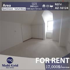 Sahel Alma,Apartment for Rent, 260m2+Terrace, شقة للايجار في ساحل علما