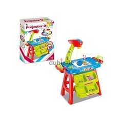 Children Drawing Led Projector Table with Easel Storage Box