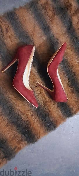 Red Burgundy Velvet Heels 1