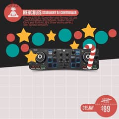 Hercules DJ DJControl Starlight Portable 2-channel DJ Controller