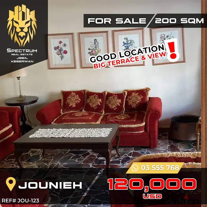 JOUNIEH GOOD LOCATION With BIG Terrace & VIEW , (JOU-123) 0