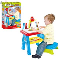 Multi-Function Children Drawing Projector Desk Table with Chair 0