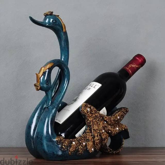 Couple Swan Wine Rack in Elegant Blue and Gold 1