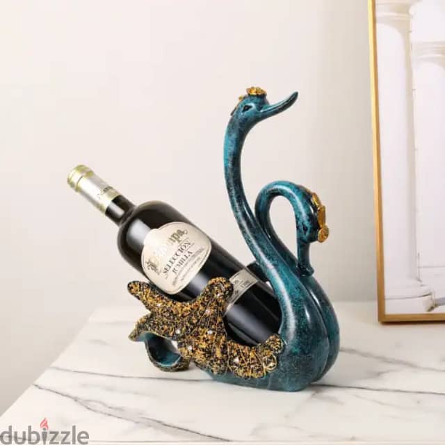 Couple Swan Wine Rack in Elegant Blue and Gold 5