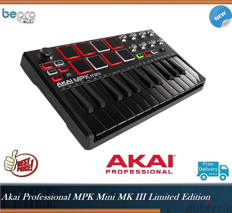 Akai Professional MPK Mini MK3 Limited Edition Black on Black 25 Keys 0
