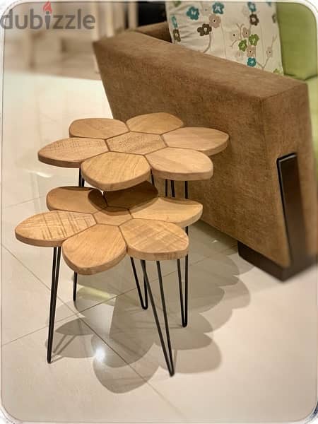real solid wood flower shape side tables 4