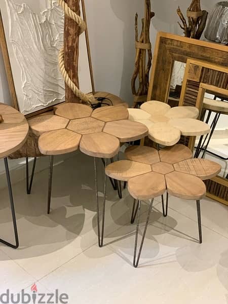 real solid wood flower shape side tables 6