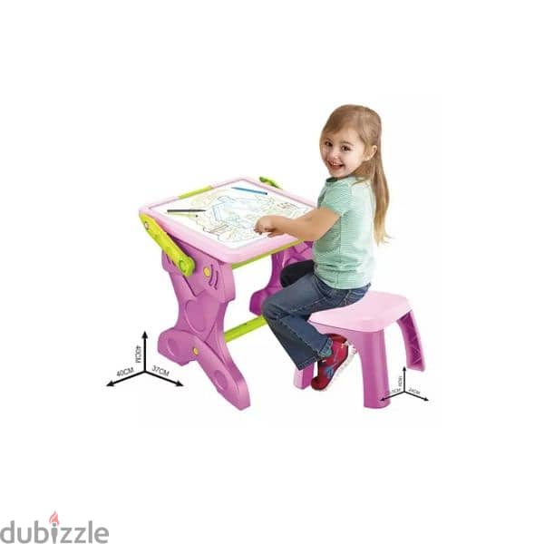 Children 2 in 1 Light Up Mangnatic White & Chalk Board Desk with Chair 1