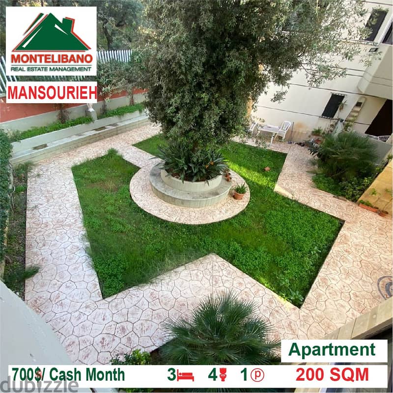 700$/Cash Month!! Apartment for rent in Mansourieh!! 1