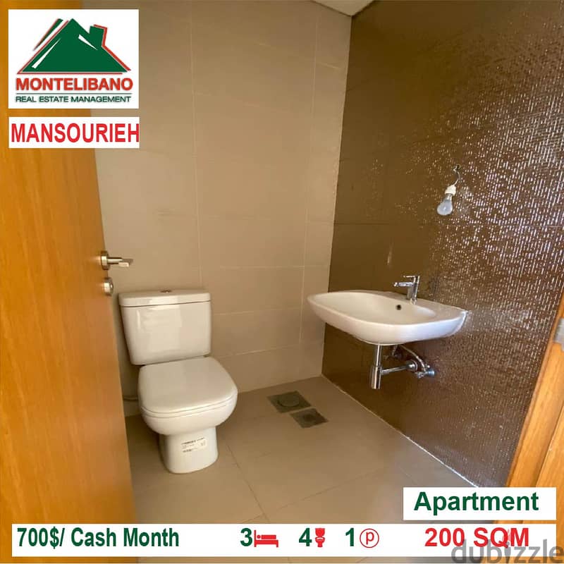 700$/Cash Month!! Apartment for rent in Mansourieh!! 4