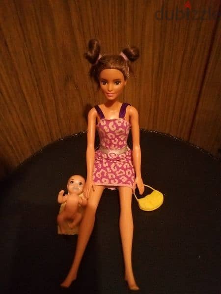BABY SITTER brunette good doll+Small Baby Skipper Mattel figurine toy 1