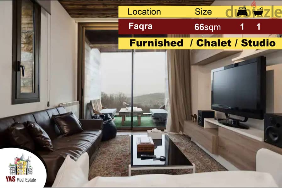 Faqra 66m2 | 20m2 Terrace | Cozy Chalet / Studio | Furnished | View | 0