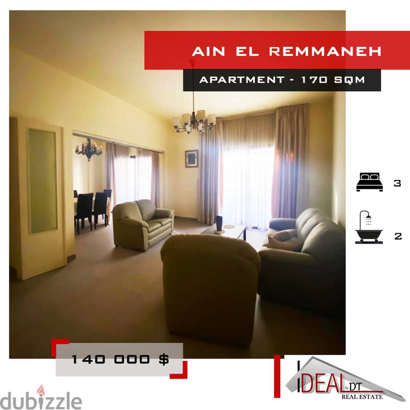 Apartment  for sale in Ain el Remmaneh 170 sqm REF#JPT22123 0