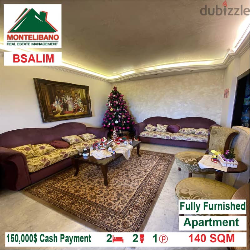 130,000$ Cash Payment!! Apartment for sale in Bsalim!! 1