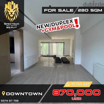 DUPLEX IN DOWNTOWN GYM & POOL 300SQ BRAND NEW