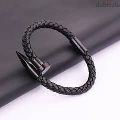 Bullet And Leather Screw Bracelet 0
