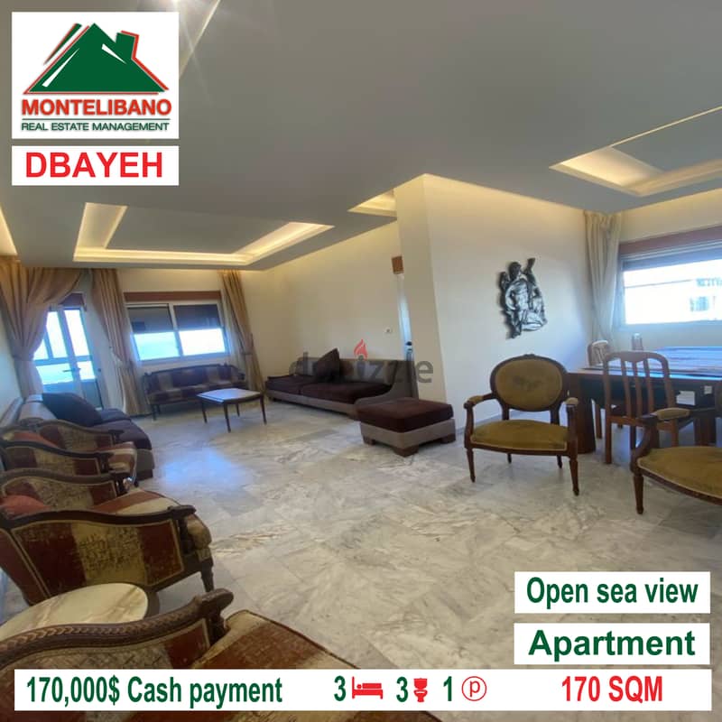 160.000$ Cash Payment!! Apartment for sale in Dbayeh!! Open Sea View!! 0