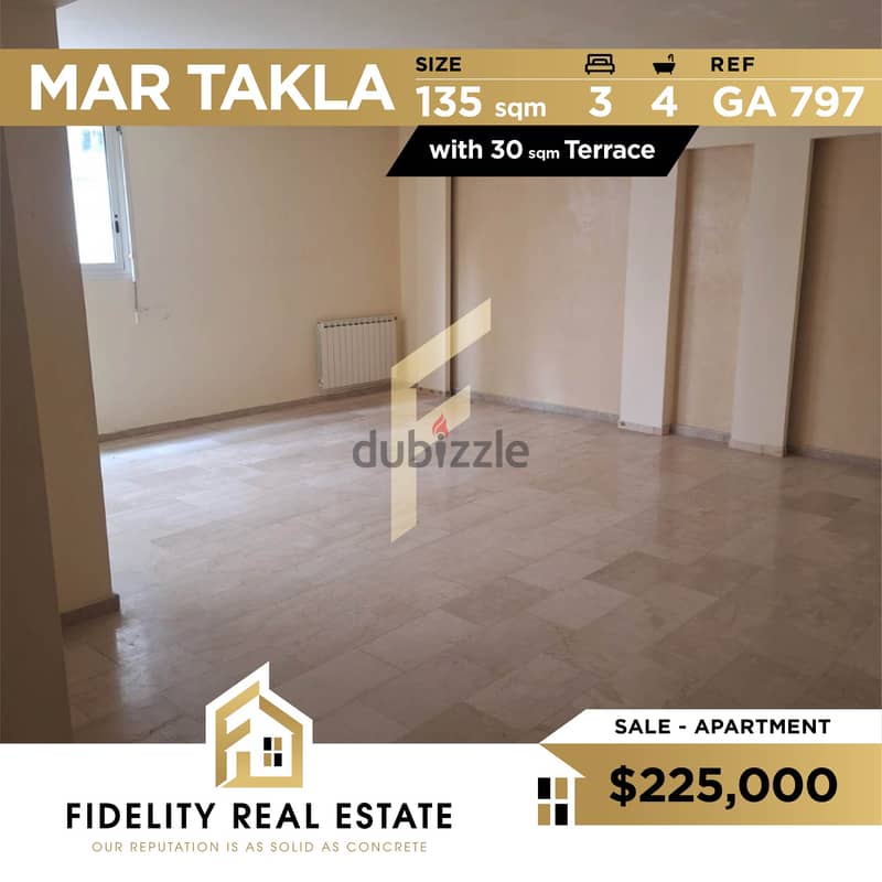 Apartment for sale in Mar Takla Hazmieh GA797 0