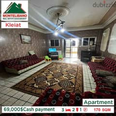 69,000$ Cash payment!! Apartment in Kleiat!! 0
