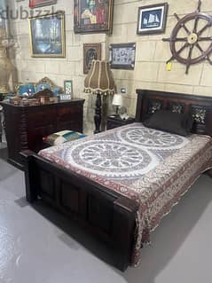 single bed solid wood teak with dersoir and comide