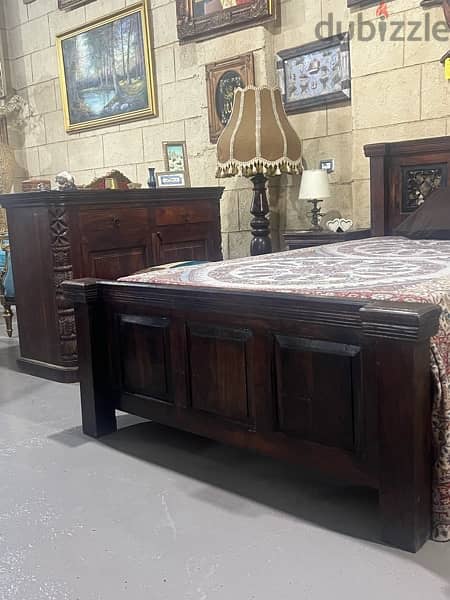 single bed solid wood teak with dersoir and comide 1