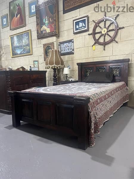 single bed solid wood teak with dersoir and comide 2