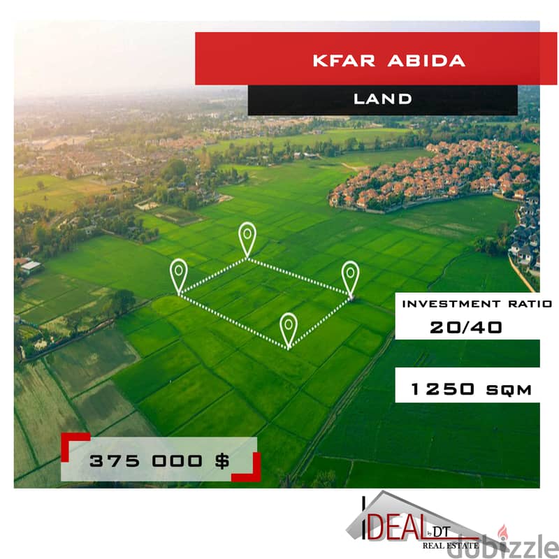 Land for Sale in Kfaraabida 1250 sqm ref#JCF3301 0