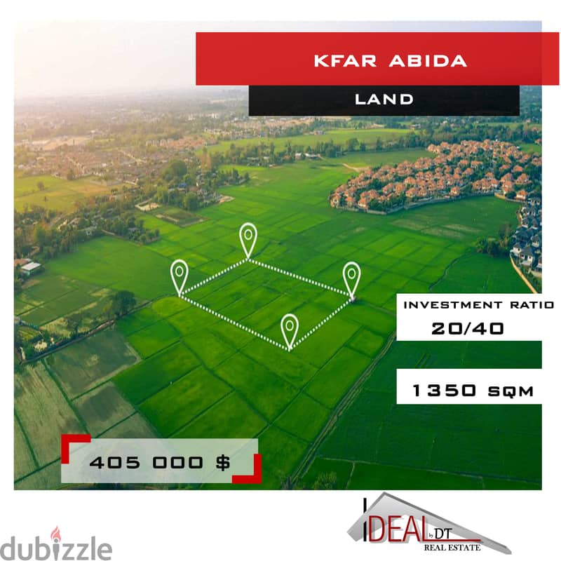 Land for sale in Kfar abida 1350 sqm ref#jcf3302 0