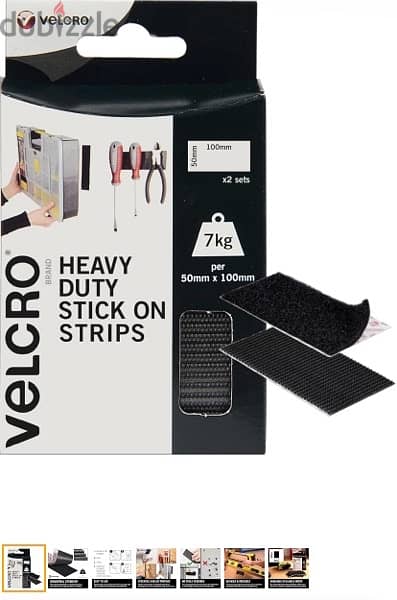 VELCRO Brand Heavy Duty Strips 50mmx100mm Pack of 2