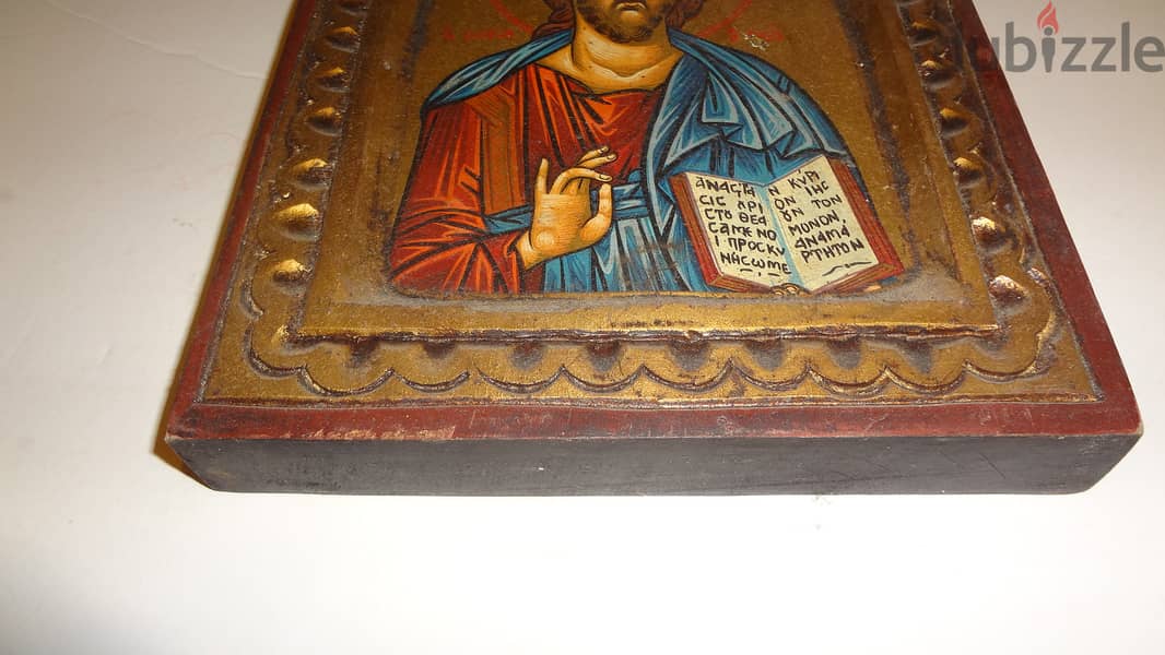 Jesus Christ icon size 24*19cm hand made in old manner of byzantine ar 1