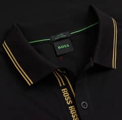 Boss Pique Balck And Gold Polo Shirt - Brand New With Tags