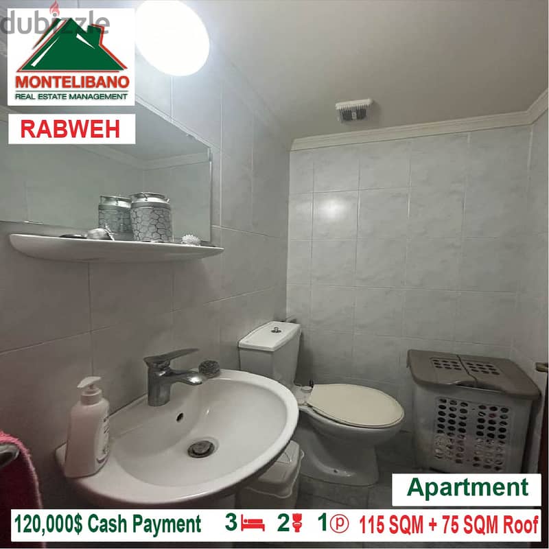 120,000$ Cash Payment!! Apartment for sale in Rabweh!! 4