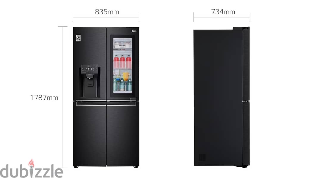 Side by Side Refrigerator Black LG InstaView براد ال جي 4 ابواب اسود 2