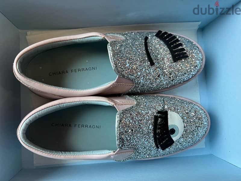 Chiara Ferragni Glitter Embellished Slip-On Sneakers size 39 1