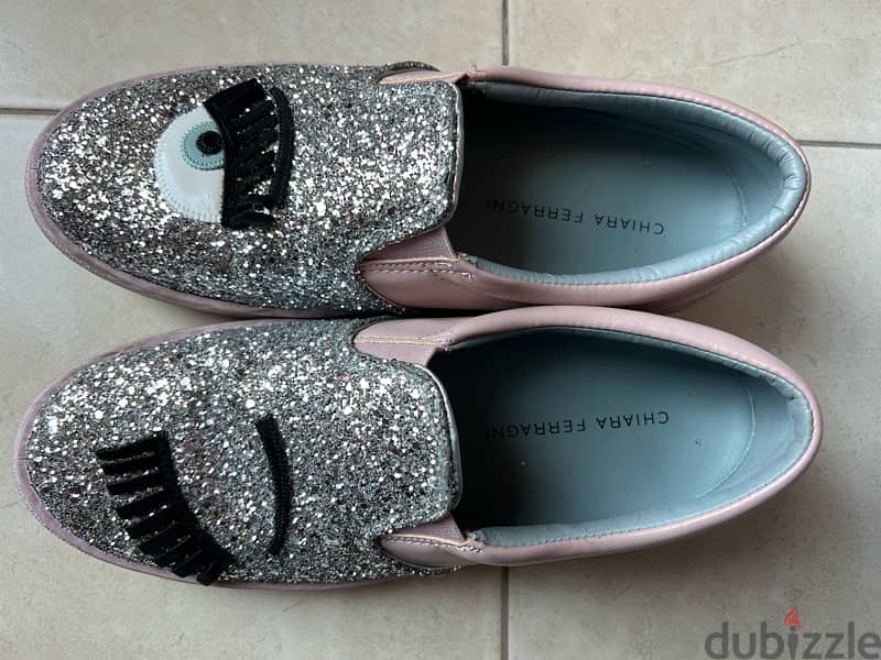 Chiara Ferragni Glitter Embellished Slip-On Sneakers size 39 4