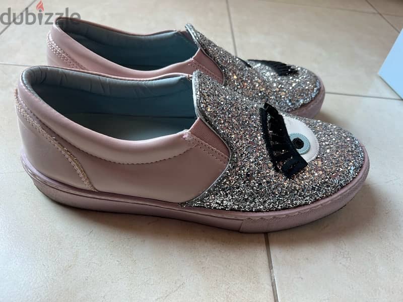 Chiara Ferragni Glitter Embellished Slip-On Sneakers size 39 7