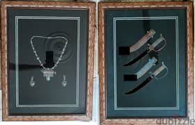 Framed antique Silver Necklace and st iletto