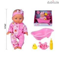 Baby Doll With Feeding And Bathing Set