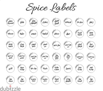 48 Spice Sticker Labels, Size: 3cm Diameter, Transparent - Water Proof