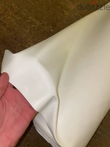 WHITE FUR-BACKED LEATHER FABRIC 1