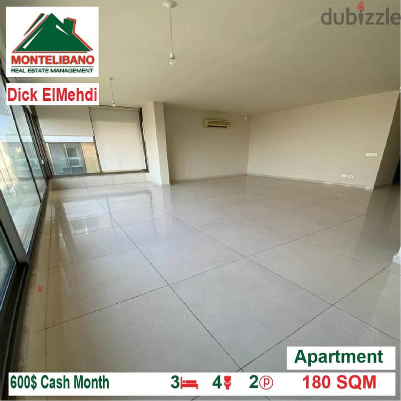600$!! Apartment for rent located in DICK EL MEHDI 0