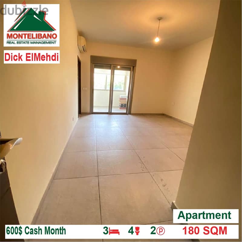 600$!! Apartment for rent located in DICK EL MEHDI 1